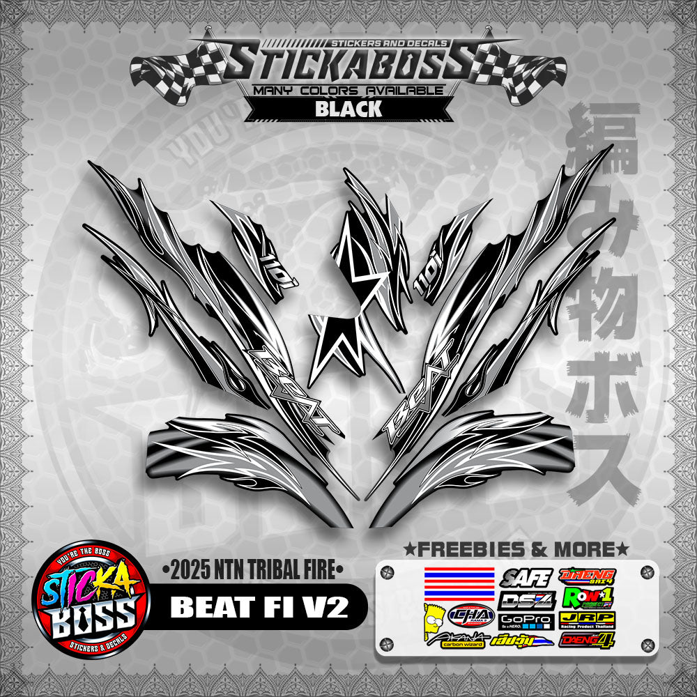 BEAT FI V2 STICKER DECALS ( 2025 NTN TRIBAL FIRE )【WITH FREEBIES】