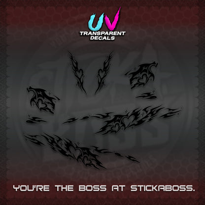 CLICK 125 V2 UV TRANSPARENT DECALS (2026 TRIBAL HEART DESIGN) STICKER KITS BY STICKABOSS