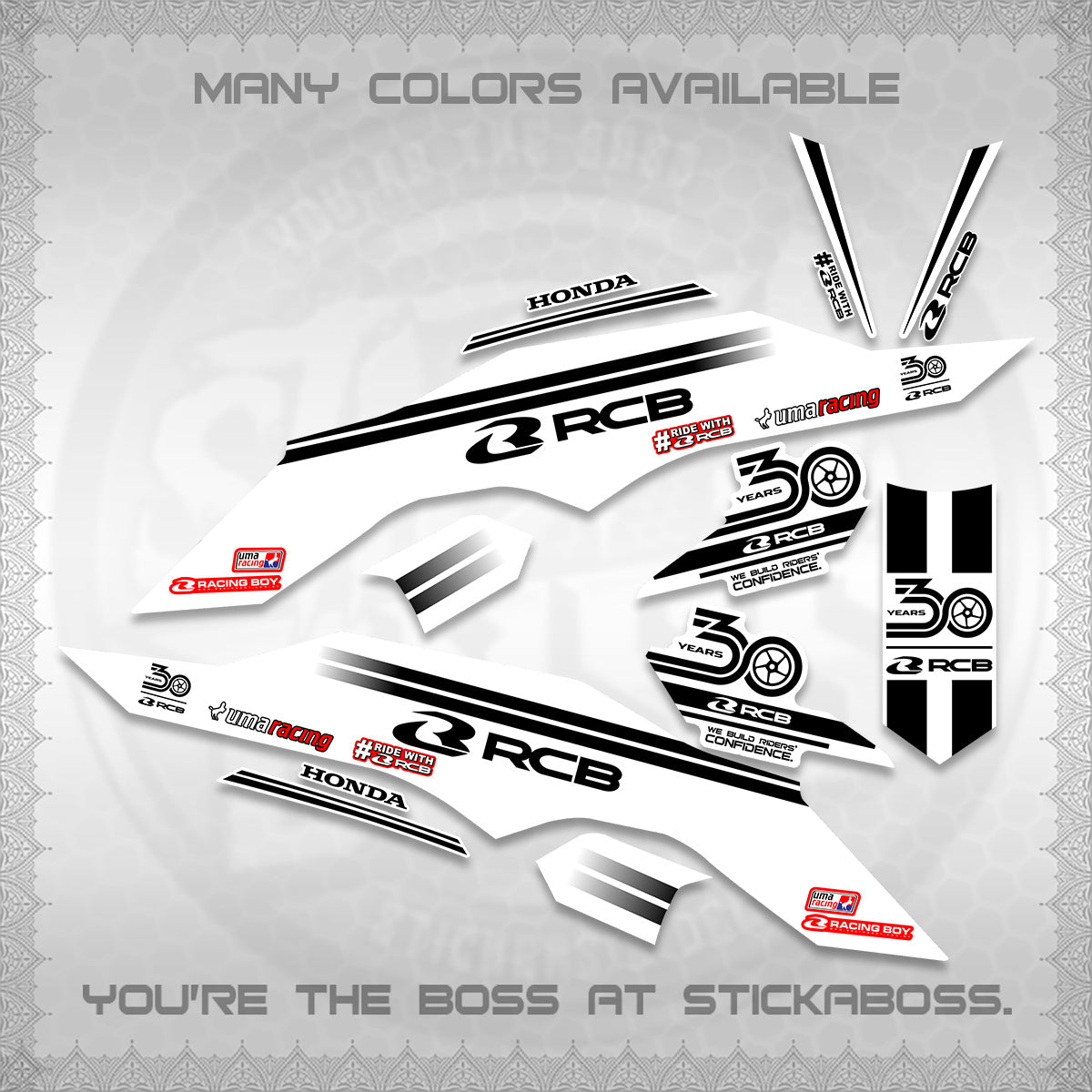 CLICK 125 V3 FOR WHITE DECALS (2026 30TH ANNIVERSARY RACING DESIGN)STICKER DECALS By STICKABOSS