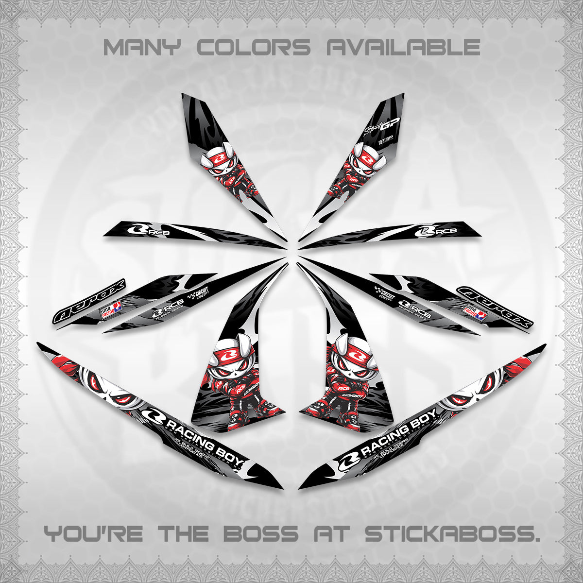 AEROX 155 V1 DECALS (2026 NEW RCB 2.0 DESIGN) STICKER KITS BY STICKABOSS