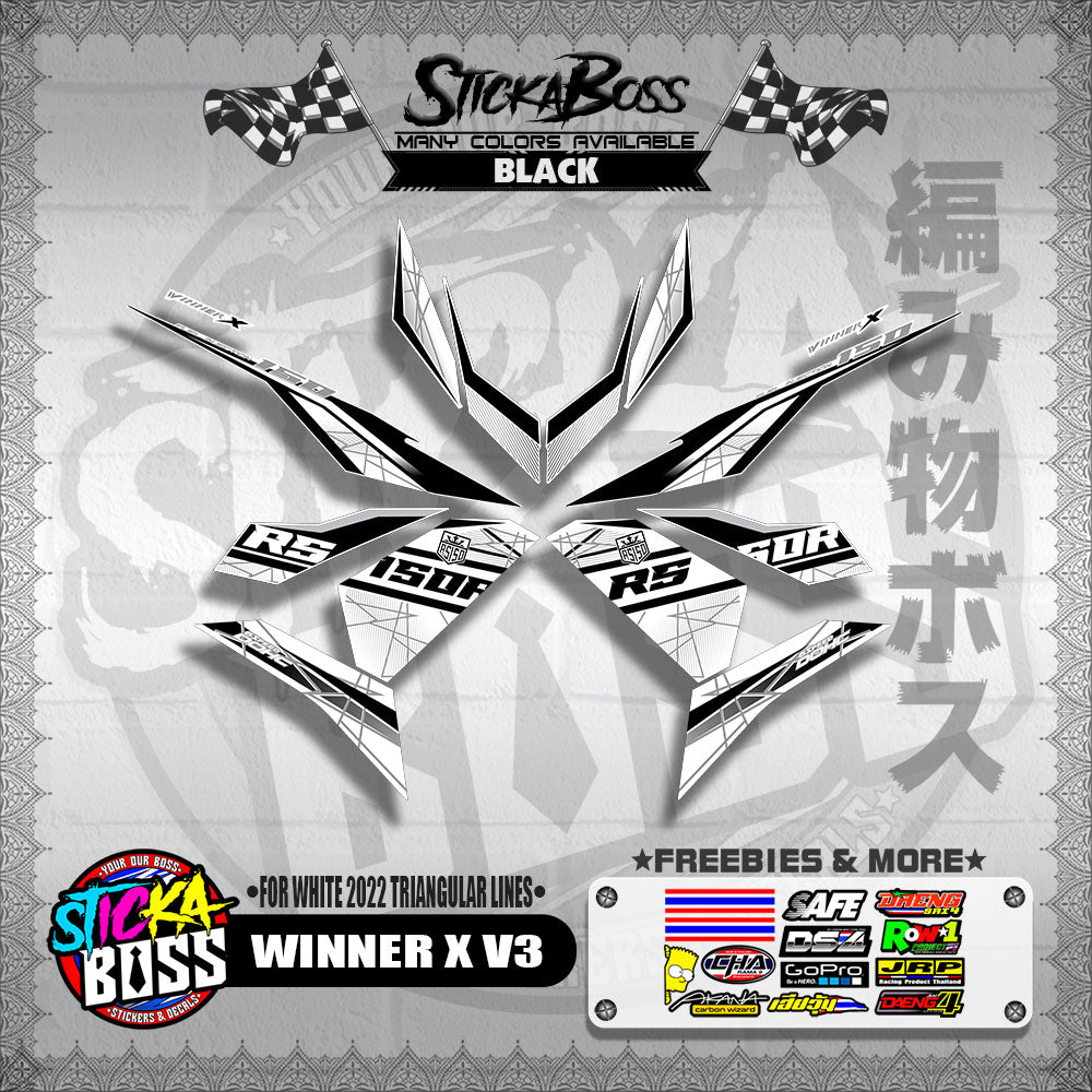 WINNER X V3 DECALS ( FOR WHITE 2022 TRIANGULAR LINES )【WITH FREEBIES】