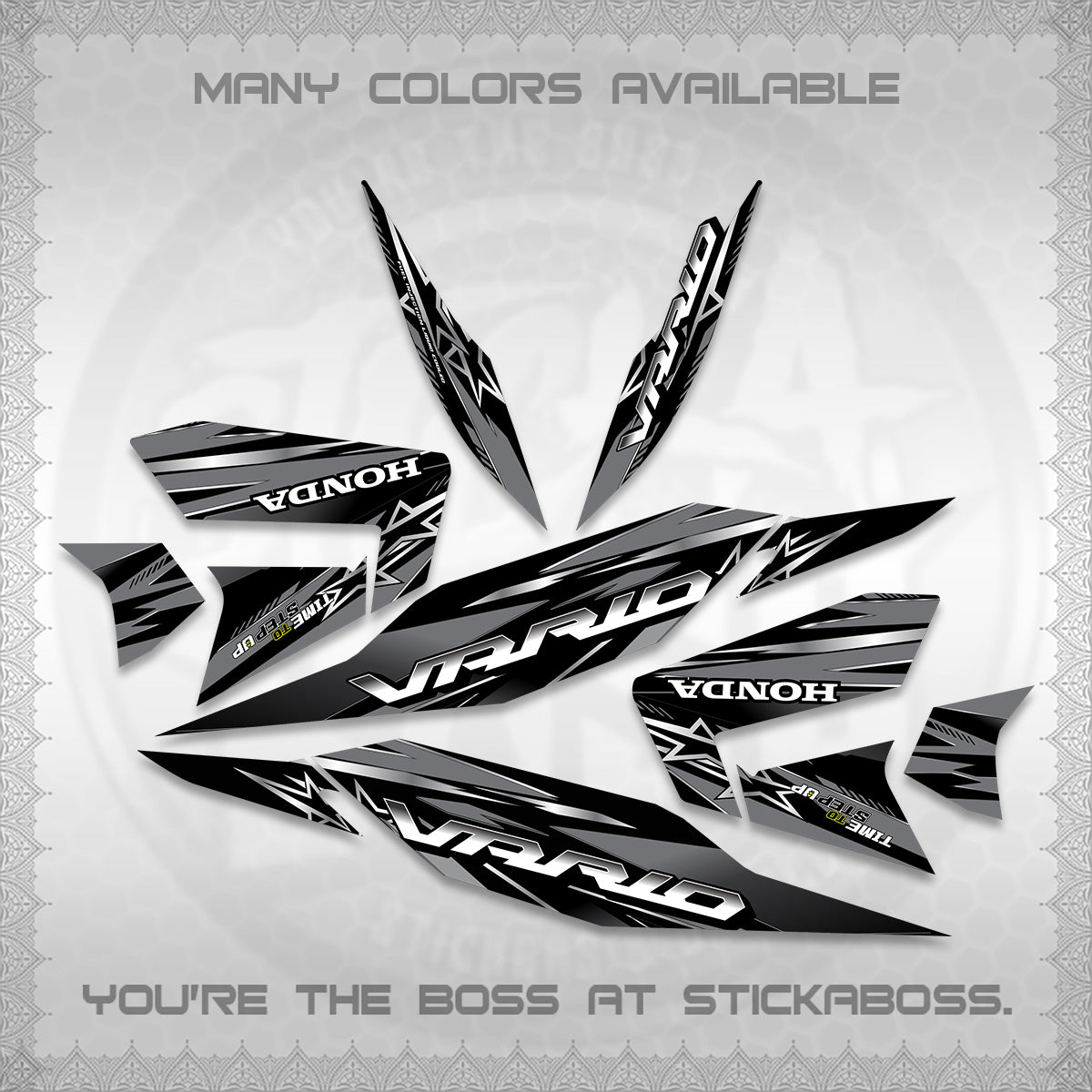 CLICK 125 V4 VARIO DECALS (2026 BLACK STAR DESIGN) STICKER DECALS By STICKABOSS
