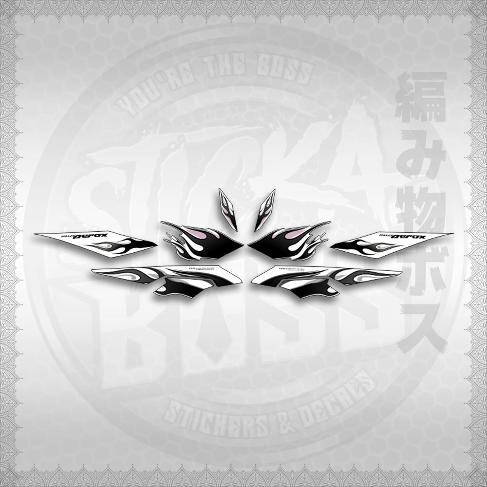 STICKER DECALS for AEROX V3 ALPHA TURBO FOR WHITE (AV3LEFIMO) By STICKABOSS (SOFIE LAMINATED WATERPROOF)