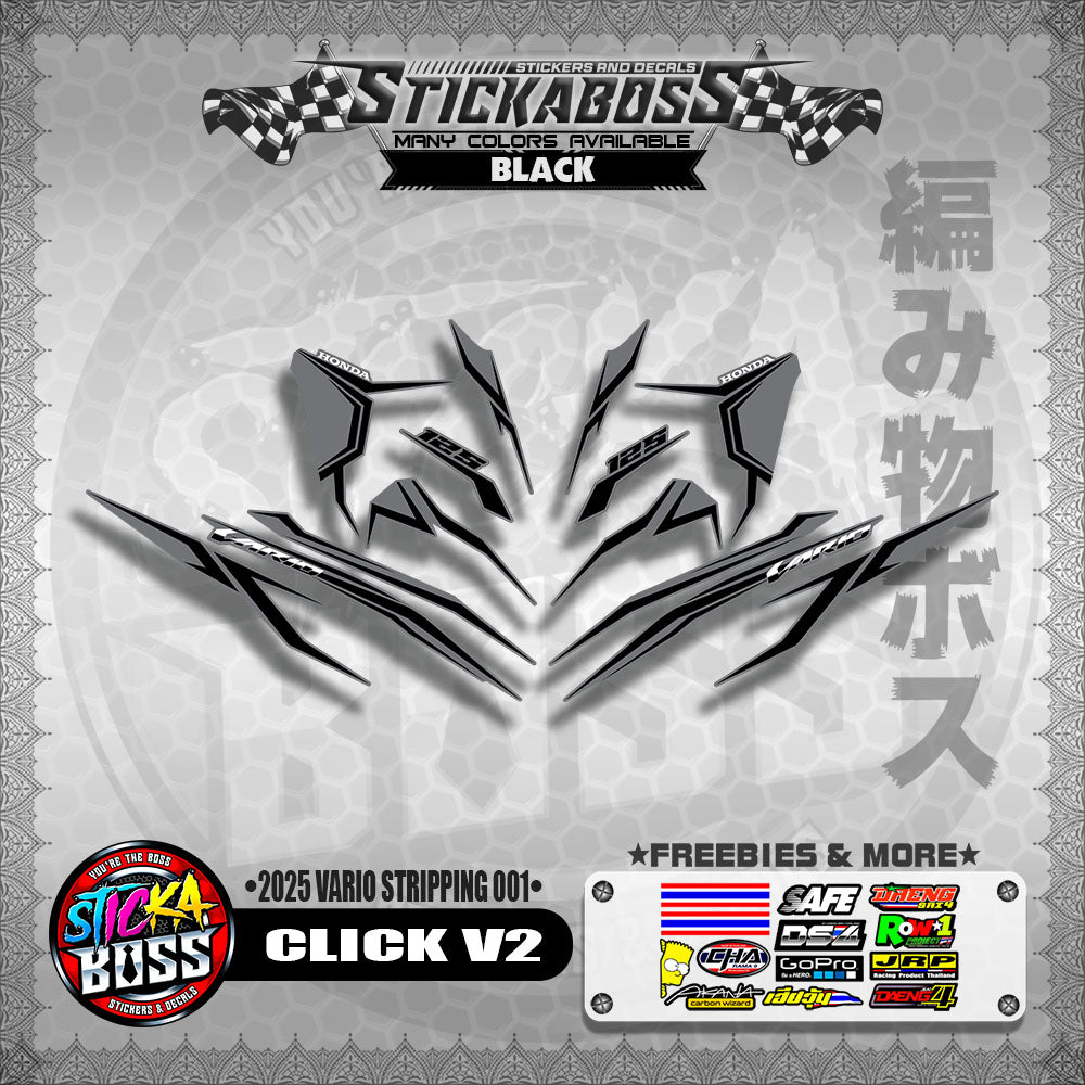 CLICK V2 STICKER DECALS ( 2025 VARIO STRIPPING 001 )【WITH FREEBIES】