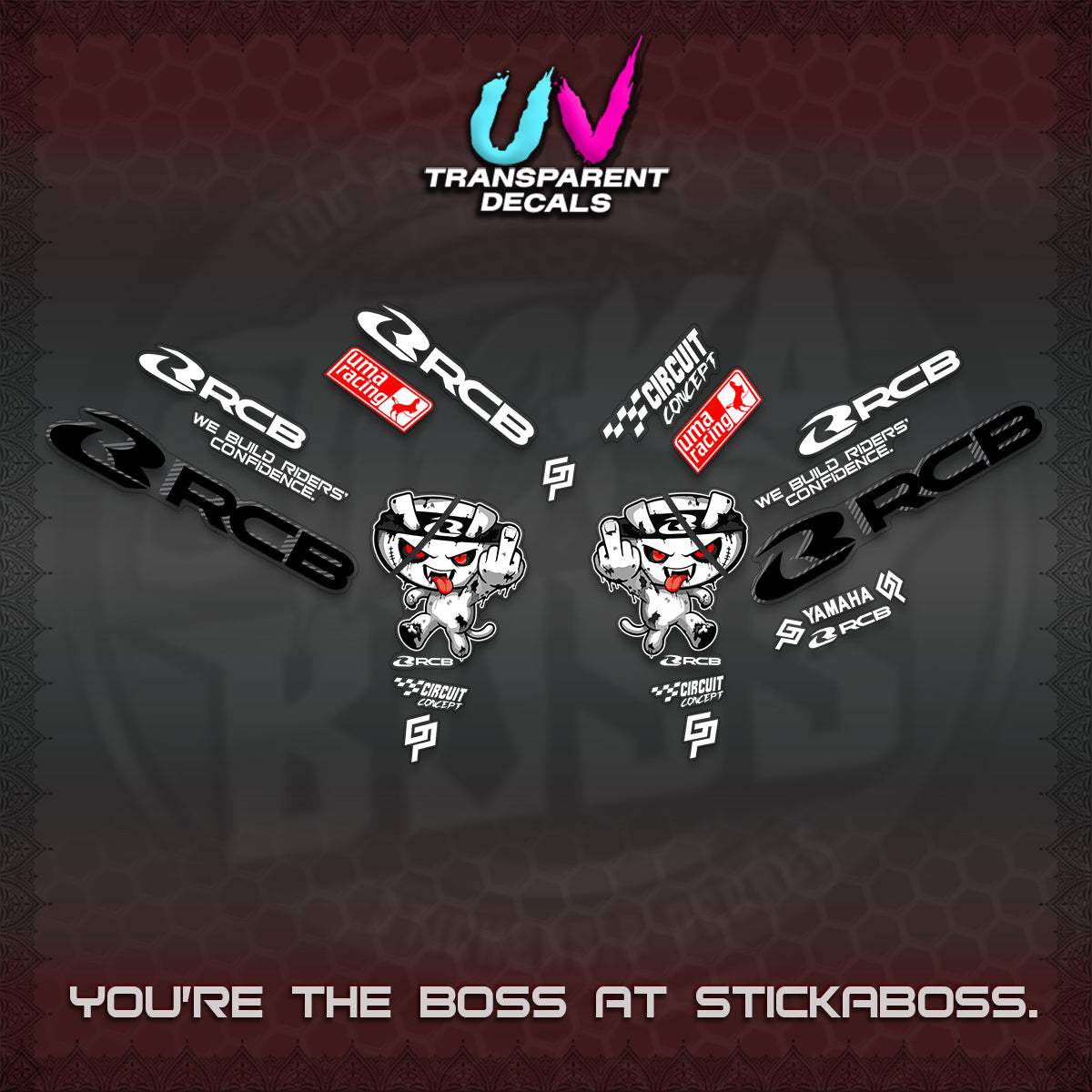AEROX V2 UV TRANSPARENT DECALS (2026 RACE ZOMBIE DESIGN)STICKER DECALS By STICKABOSS