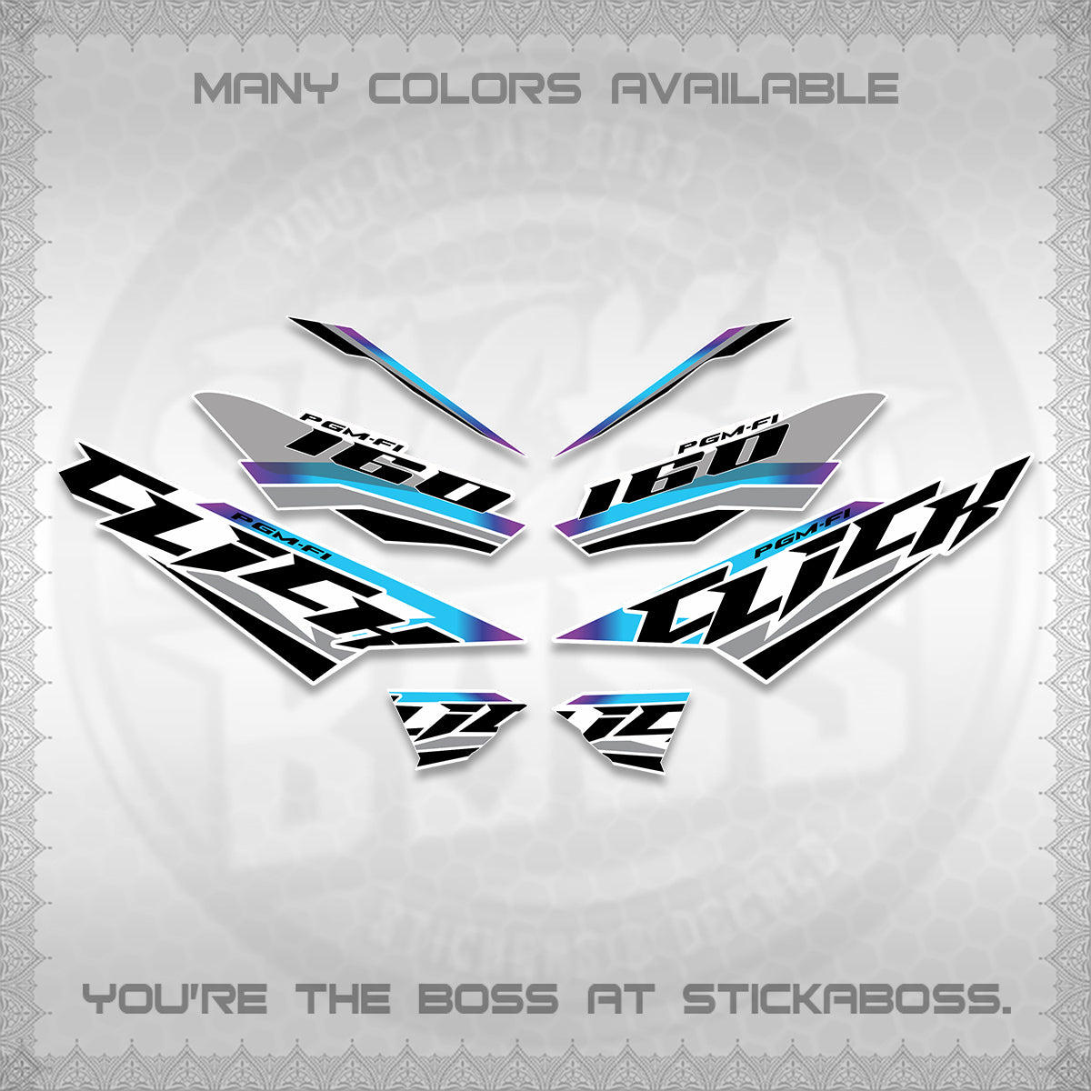 CLICK 160 STRIPING FOR WHITE DECALS (SPORTS RACE STRIPES 01) STICKER KITS BY STICKABOSS