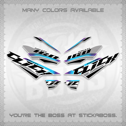 CLICK 160 STRIPING FOR WHITE DECALS (SPORTS RACE STRIPES 01) STICKER KITS BY STICKABOSS