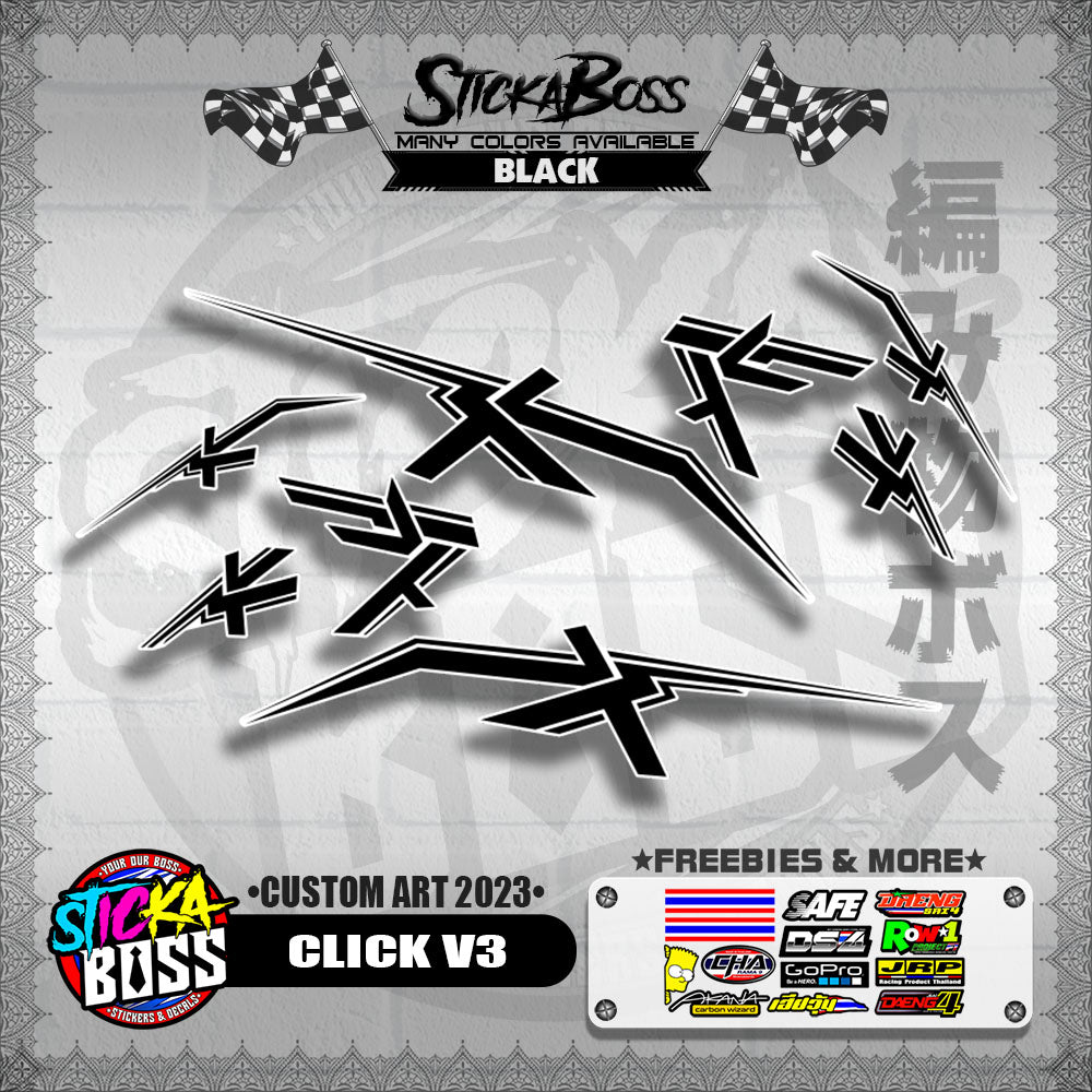 CLICK V3 DECALS ( CUSTOM ART 2023 ) [ PREMIUM GLOSSY LAMINATED ]【WITH FREEBIES】