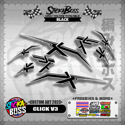 CLICK V3 DECALS ( CUSTOM ART 2023 ) [ PREMIUM GLOSSY LAMINATED ]【WITH FREEBIES】