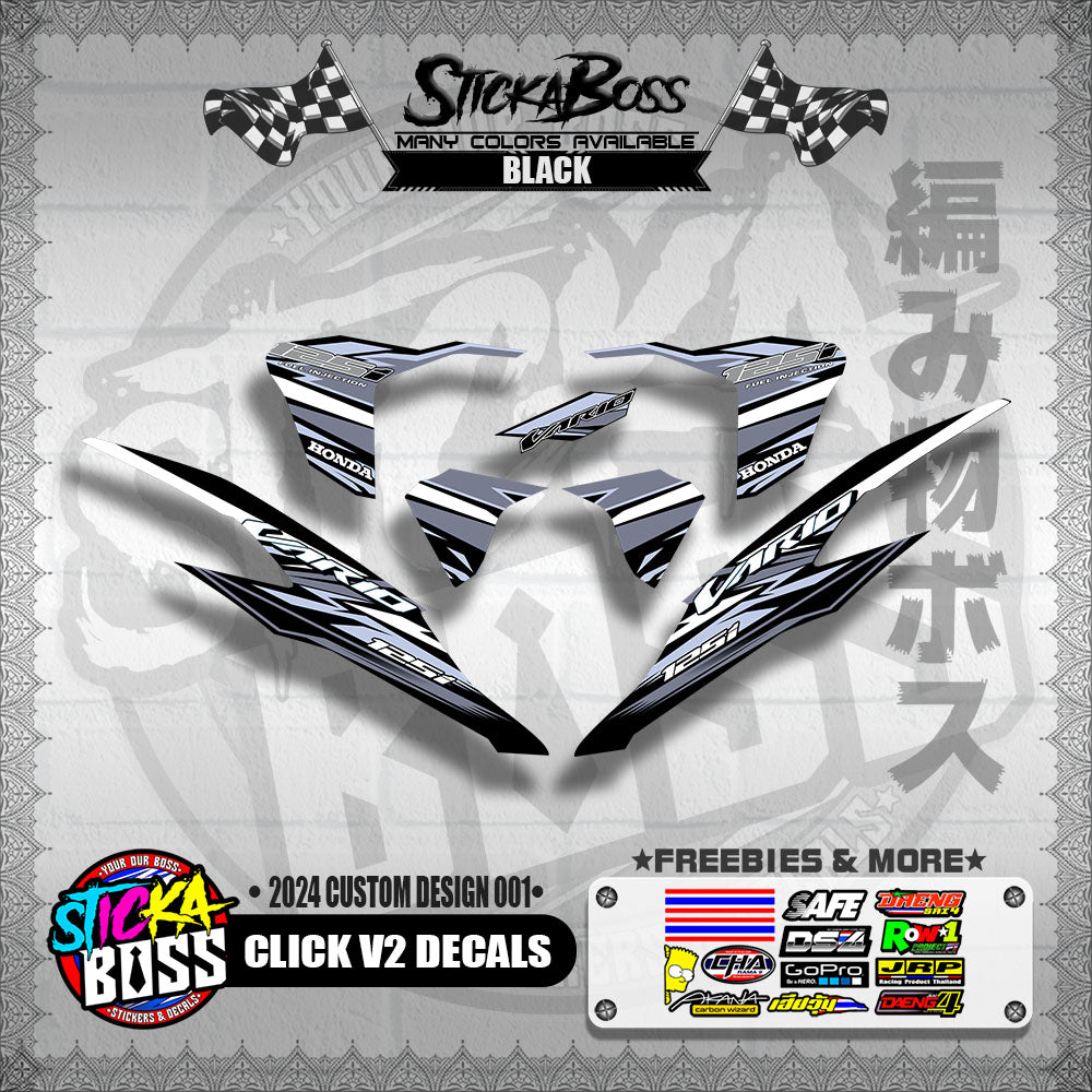 CLICK V2 DECALS ( 2024 CUSTOM DESIGN 001 )【WITH FREEBIES】 – StickaBoss