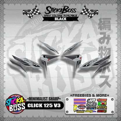CLICK 125 V3 DECALS ( MINIMALIST SHARP )【WITH FREEBIES】