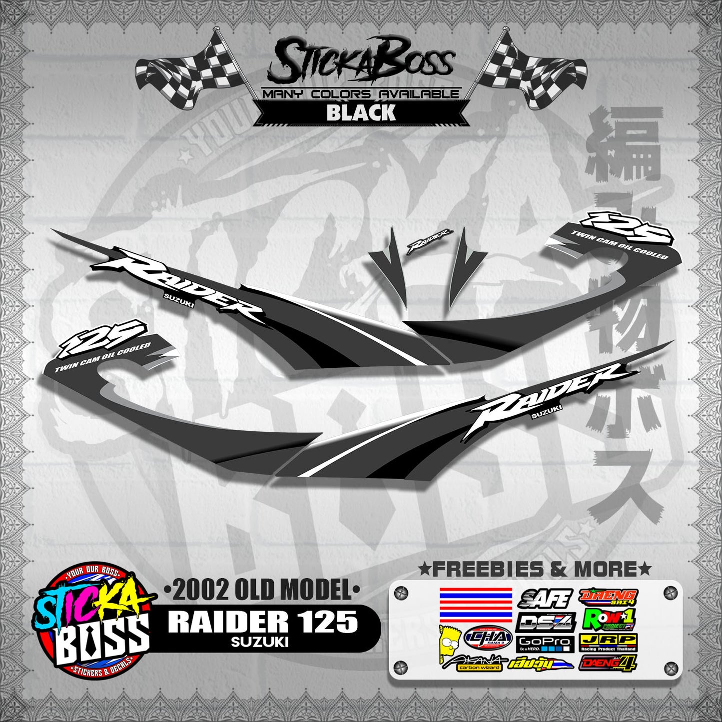 RAIDER 125 DECALS ( 2002 OLD MODEL )【WITH FREEBIES】