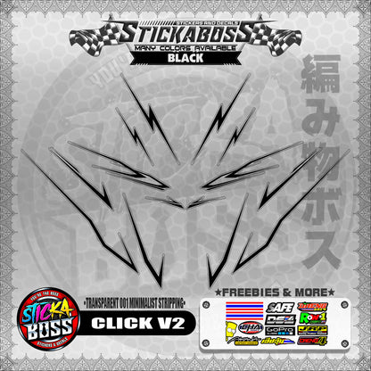 【PREMIUM UV PRINT】TRANSPARENT CLICK V2 STICKER DECALS ( 001 MINIMALIST STRIPPING )【WITH FREEBIES】