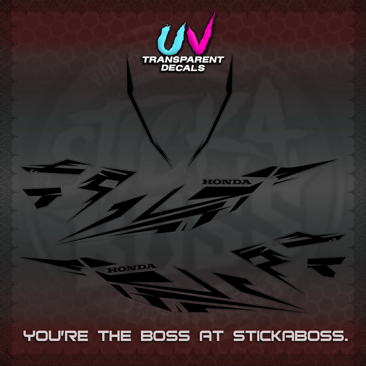 CLICK 125 V4 UV TRANSPARENT DECALS (2026 MINIMAL 001 DESIGN)STICKER DECALS By STICKABOSS