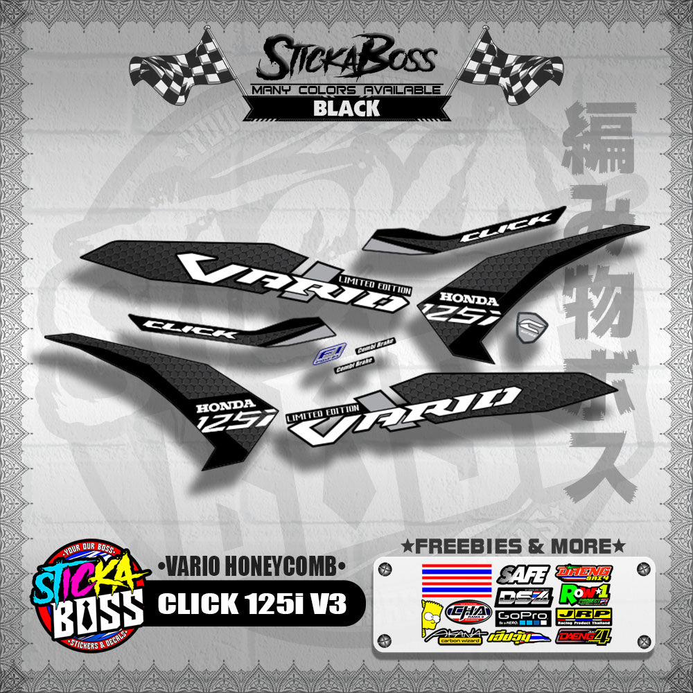 CLICK 125i V3 DECALS ( VARIO HONEYCOMB )【WITH FREEBIES】