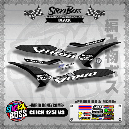 CLICK 125i V3 DECALS ( VARIO HONEYCOMB )【WITH FREEBIES】
