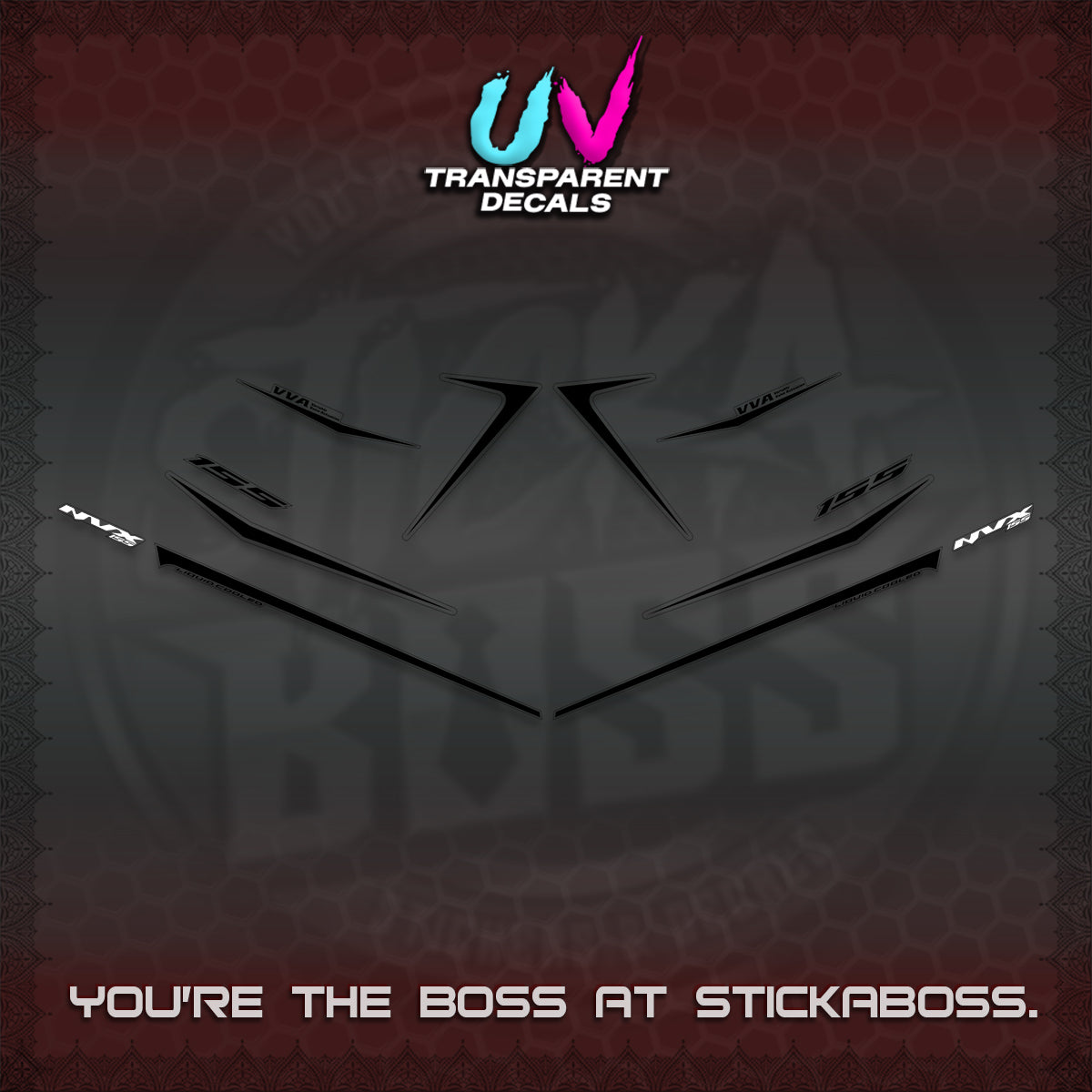 AEROX 155 V2 UV TRANSPARENT DECALS (2026 NVX MINIMALIST 01) STICKER KITS BY STICKABOSS