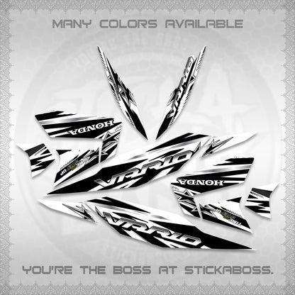 CLICK 125 V4 VARIO FOR WHITE DECALS (2026 BLACK STAR DESIGN) STICKER DECALS By STICKABOSS