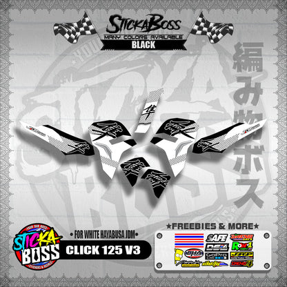 CLICK 125 V3 DECALS ( FOR WHITE HAYABUSA JDM )【WITH FREEBIES】