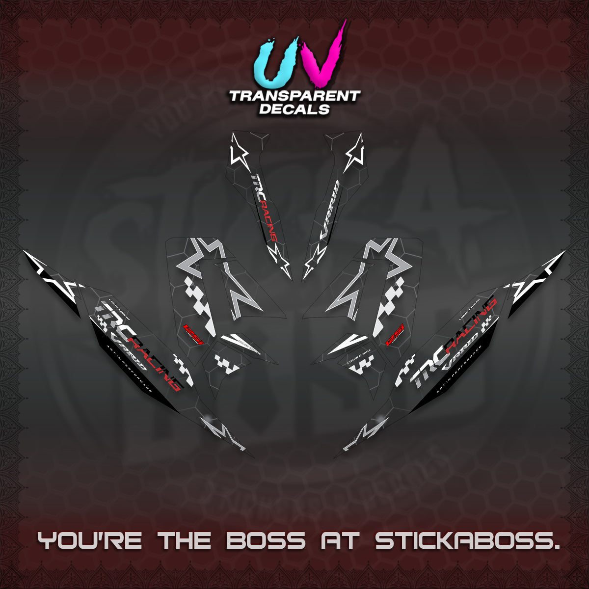 CLICK V4 UV TRANSPARENT DECALS (2026 TRC RACING DESIGN)STICKER KITS By STICKABOSS