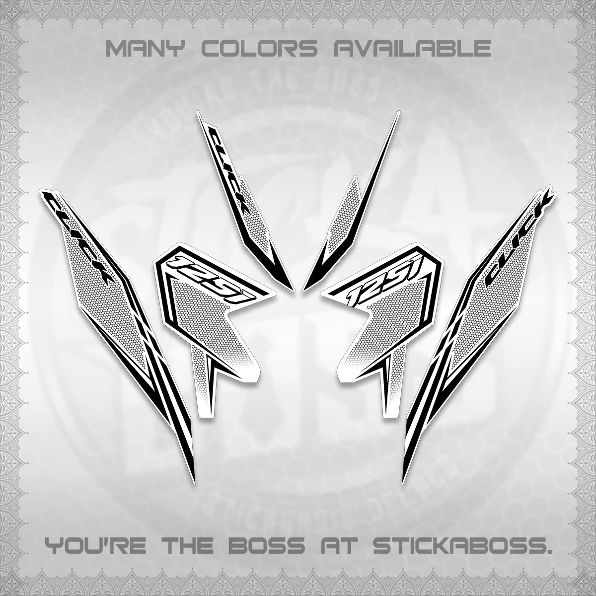 CLICK 125 V3 FOR WHITE DECALS (2026 LINE UP DESIGN) STICKER KITS By STICKABOSS