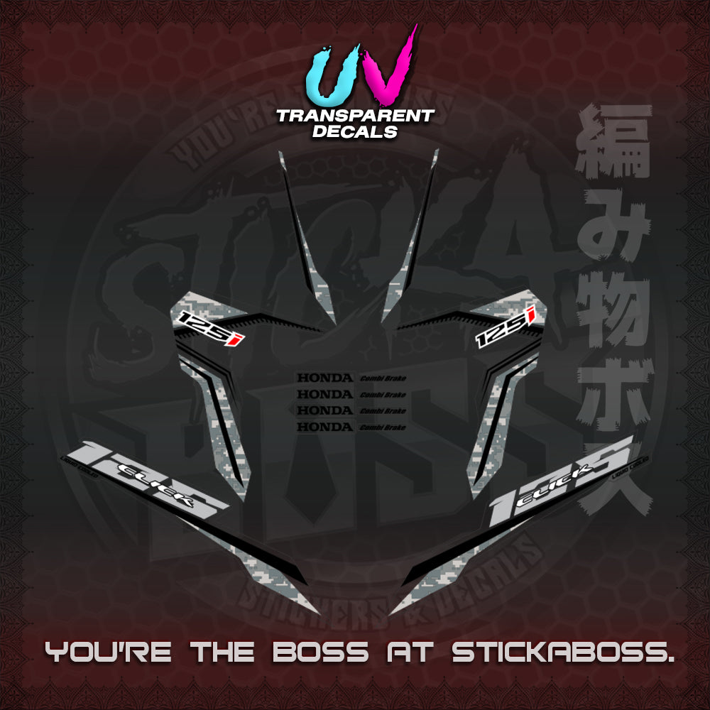 【PREMIUM UV PRINT】CLICK 125 V3 VIETNAM CONCEPT ( TRANSPARENT BARCODE STYLE ) STICKER DECALS By STICKABOSS