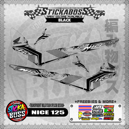 【PREMIUM UV PRINT】TRANSPARENT NICE 125 STICKER DECALS ( MALAYSIAN SPLASH DESIGN )【WITH FREEBIES】