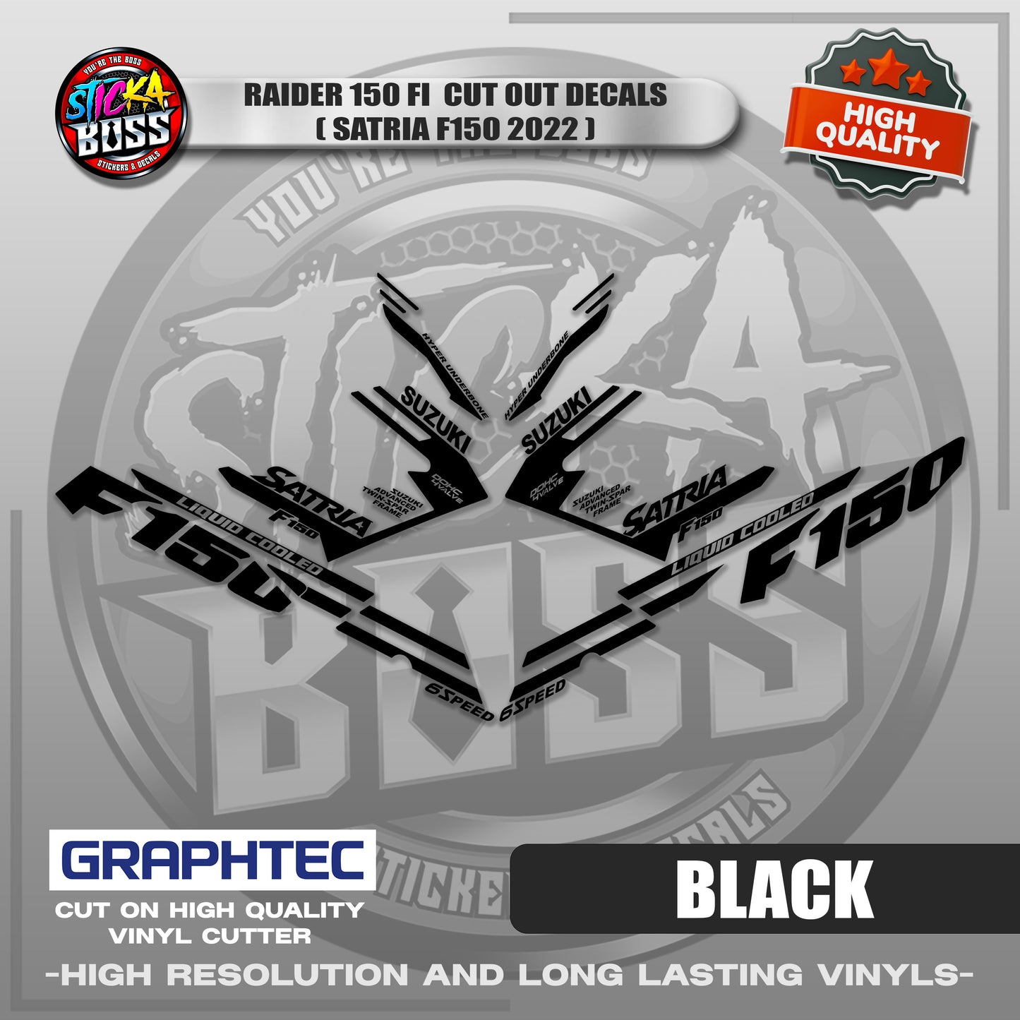 RAIDER 150 FI CUT OUT DECALS ( SATRIA F150 2022 ) | VINYL WATERPROOF CUT-OUT STICKER DECALS