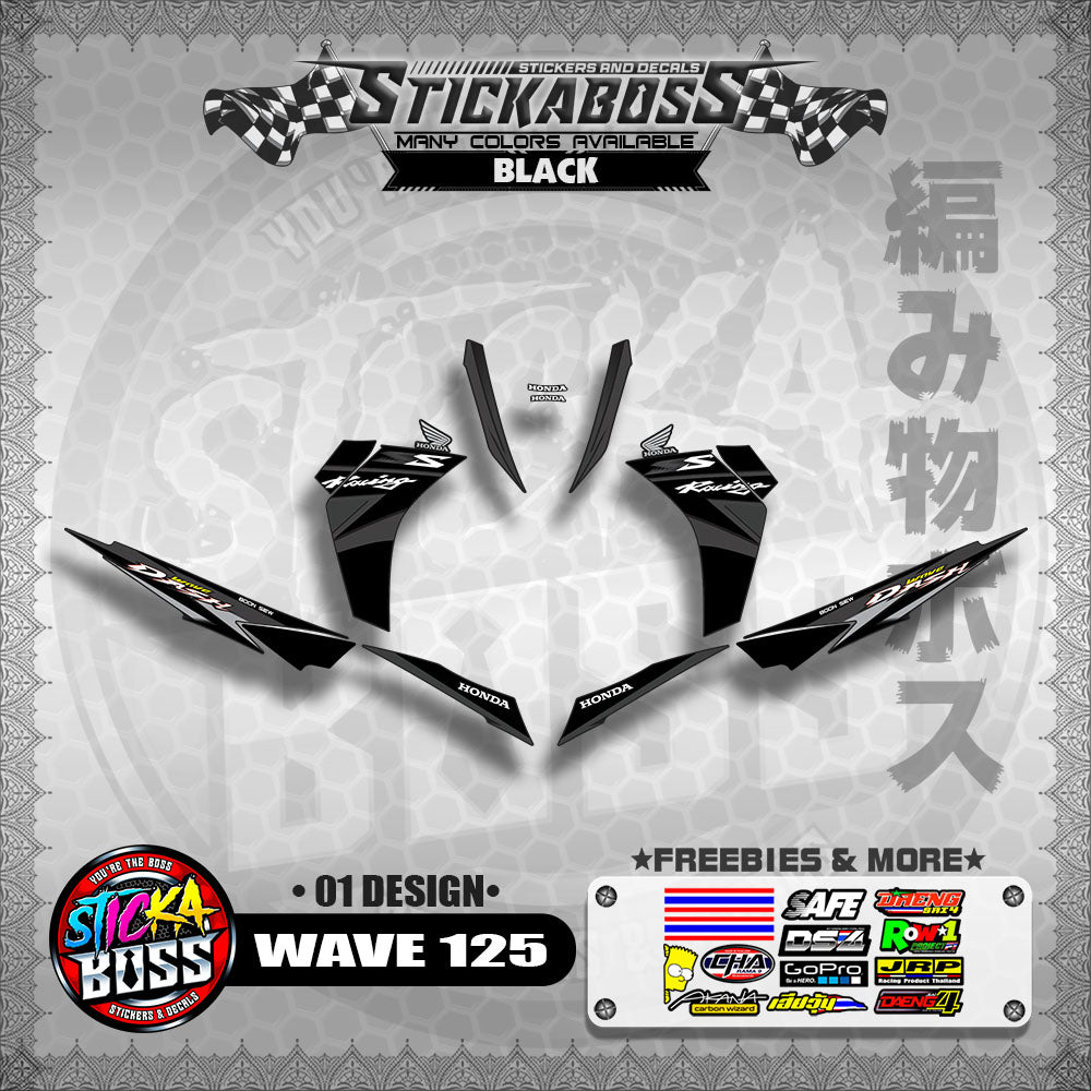 Honda Wave Dash 125 Stock Decals (01 Design)【WITH FREEBIES】Malaysia Concept