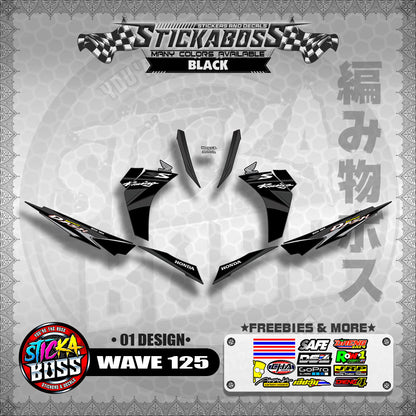 Honda Wave Dash 125 Stock Decals (01 Design)【WITH FREEBIES】Malaysia Concept