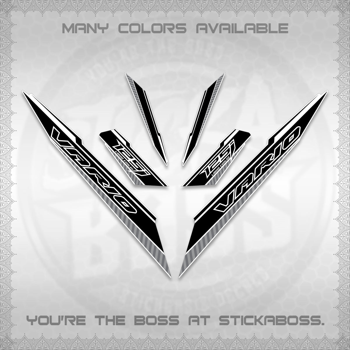 CLICK 125 V3 VARIO FOR WHITE DECALS (2024 SV 12-A1 STYLE) STICKER DECALS By STICKABOSS