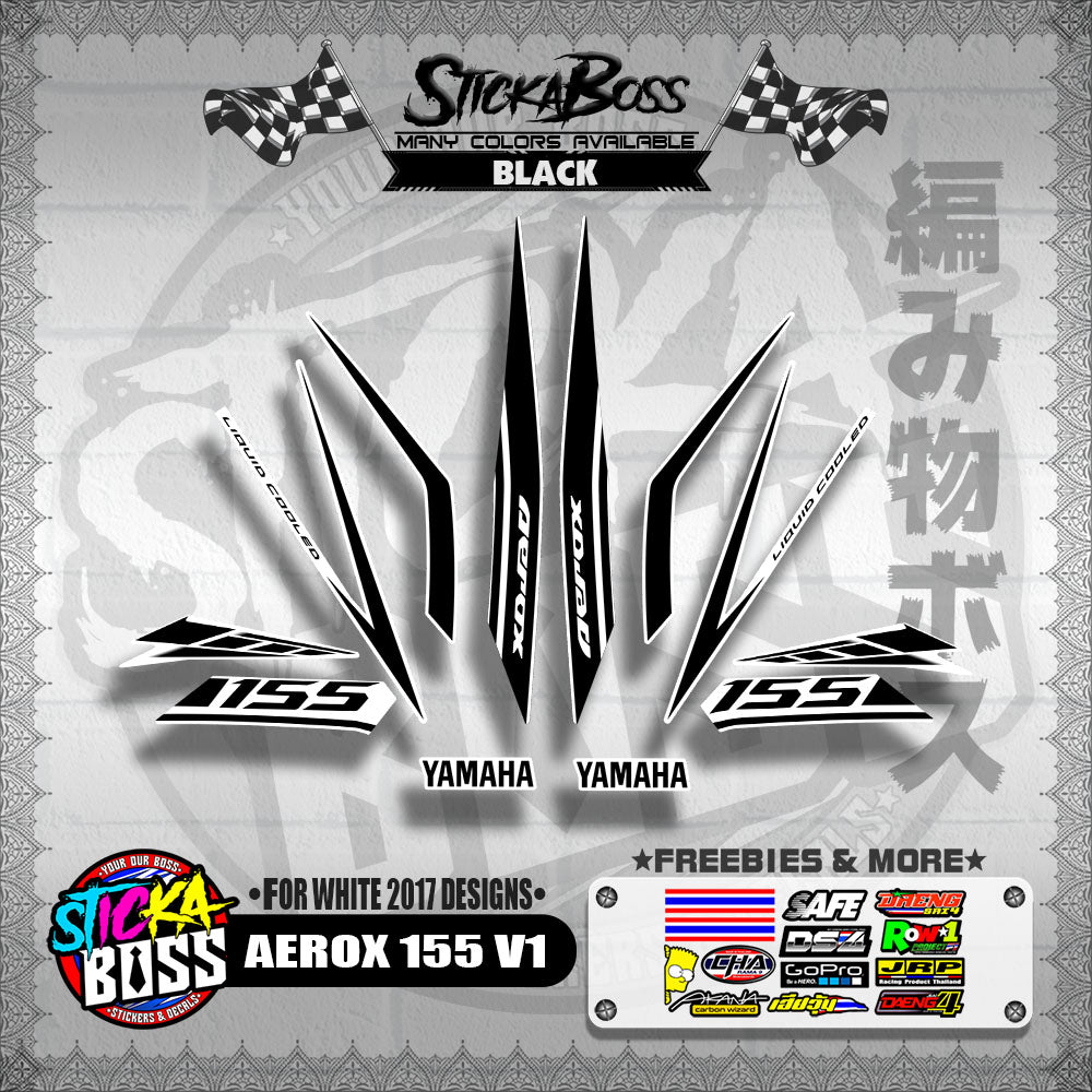 AEROX 155 V1 STOCK DECALS ( FOR WHITE 2017 DESIGNS ) 【WITH FREEBIES】