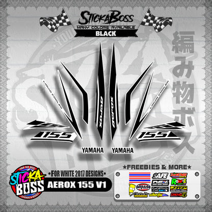 AEROX 155 V1 STOCK DECALS ( FOR WHITE 2017 DESIGNS ) 【WITH FREEBIES】