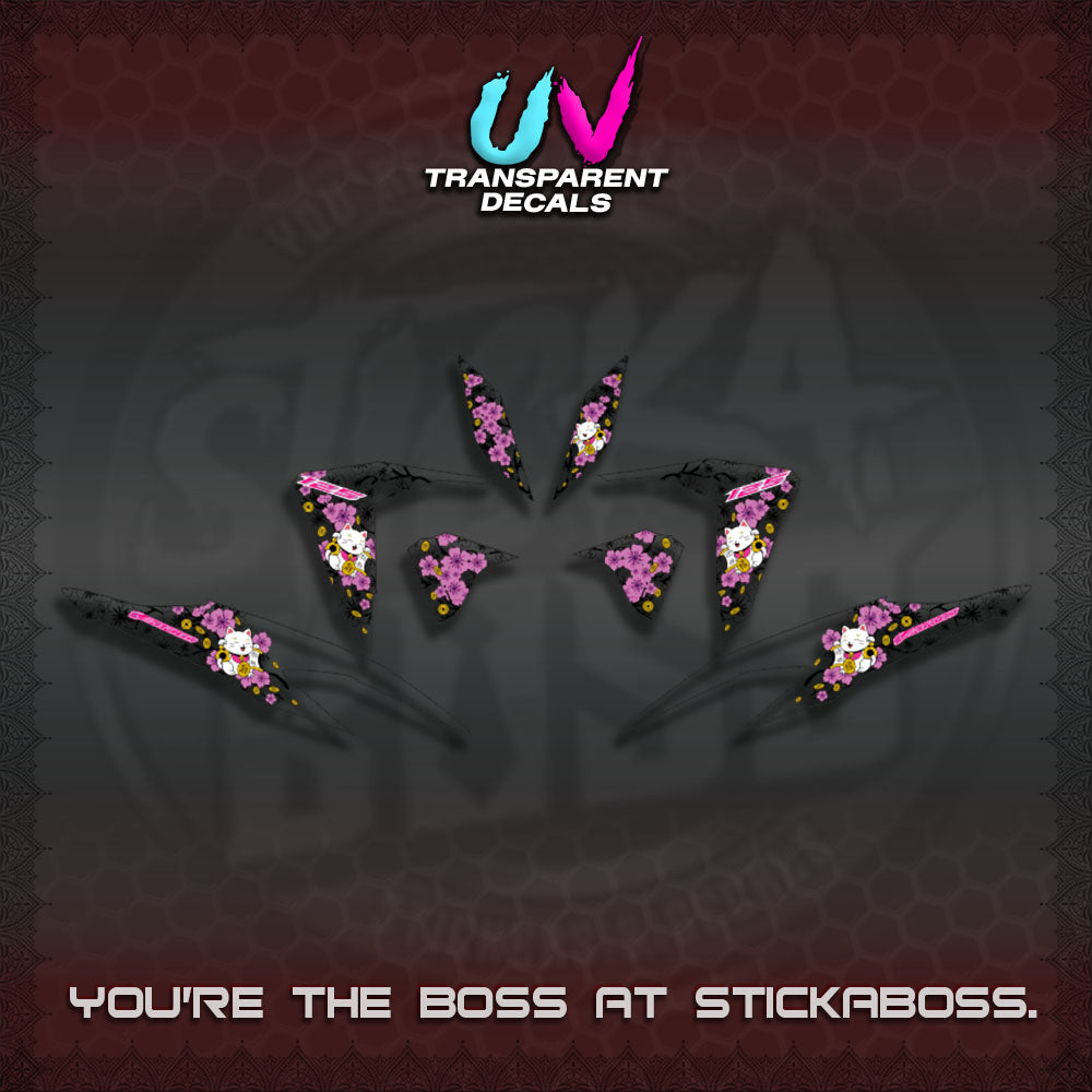 【PREMIUM UV PRINT】TRANSPARENT  CLICK 125 V2 DECALS (LUCKY CAT SAKURA STRIPING)By STICKABOSS