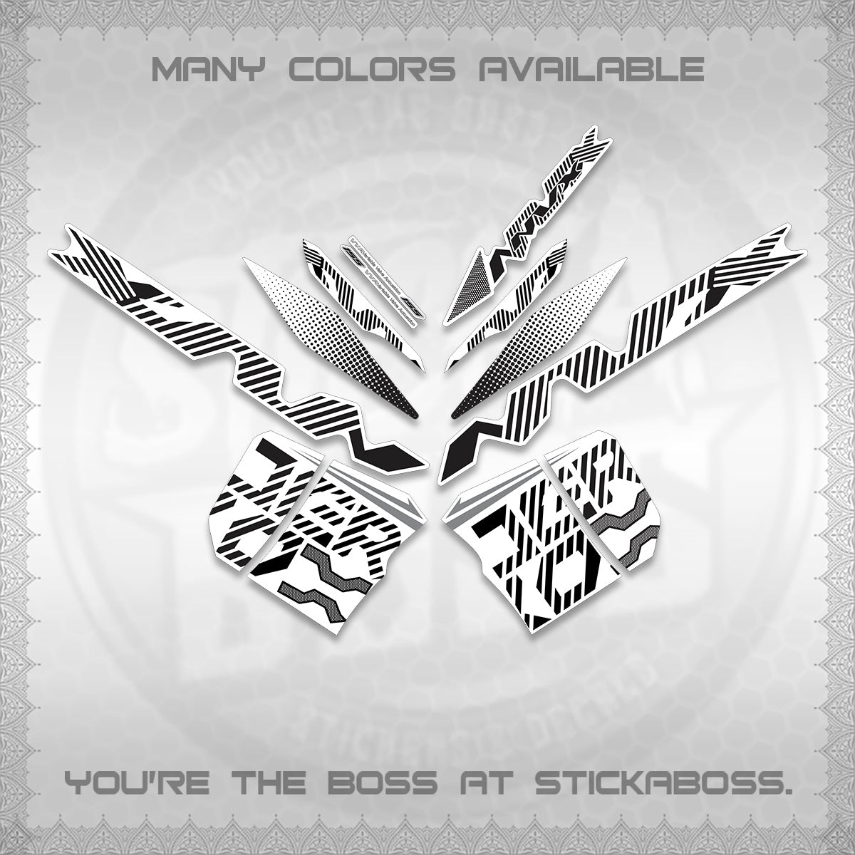 AEROX V2 NVX FOR WHITE DECALS (2024 NEW 001 DESIGN) STICKER DECALS By STICKABOSS
