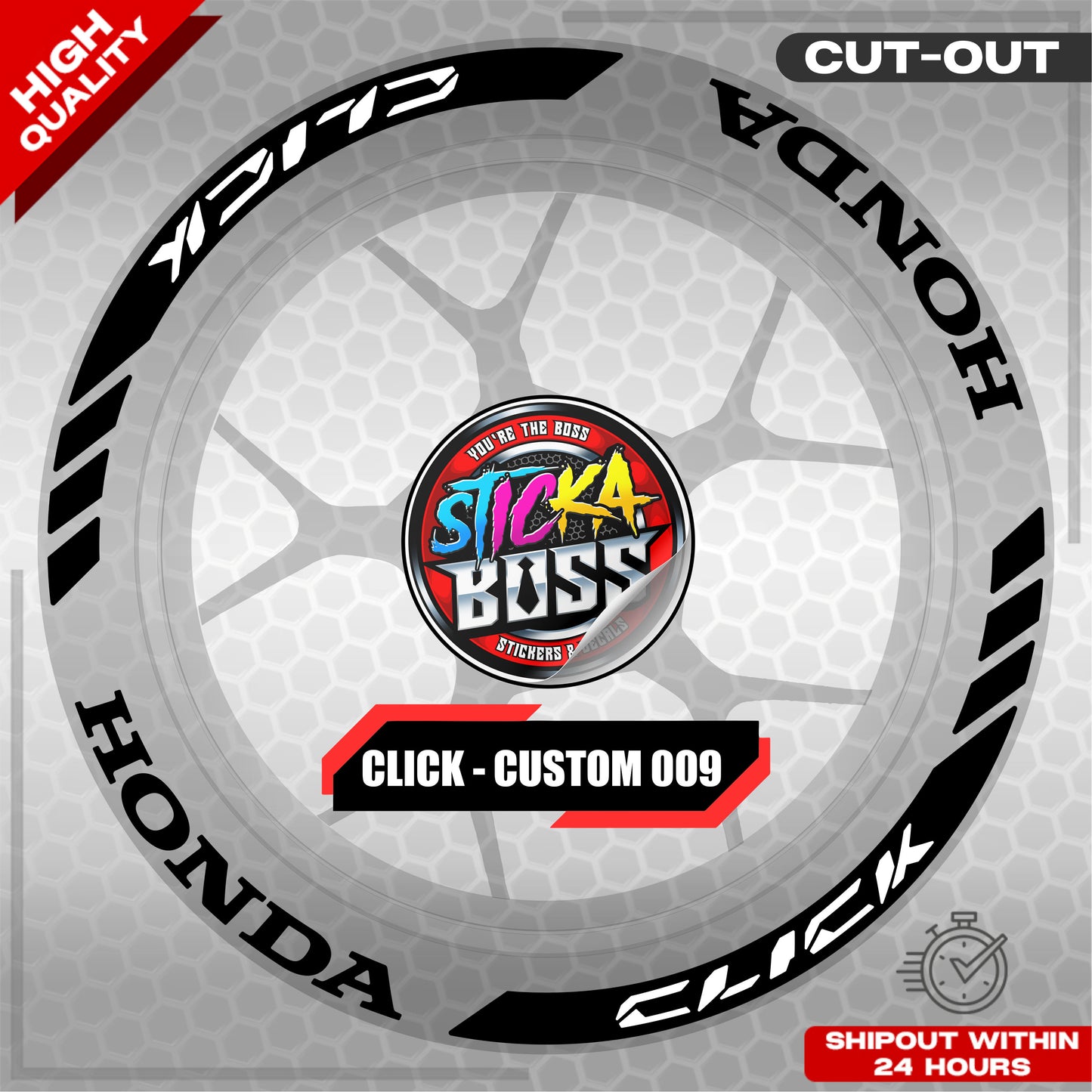 CLICK 125 / 150 / 160 MAG STICKER SET  ( 2 MAGS ) - CUSTOM 009 | VINYL WATERPROOF CUT-OUT DECALS