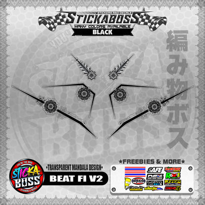 【PREMIUM UV PRINT】TRANSPARENT BEAT FI V2 STICKER DECALS ( MANDALA DESIGN )【WITH FREEBIES】