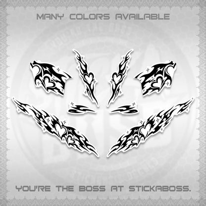 CLICK 125 V2 FOR WHITE DECALS (2026 STRIPING HEART DESIGN) STICKER KITS BY STICKABOSS