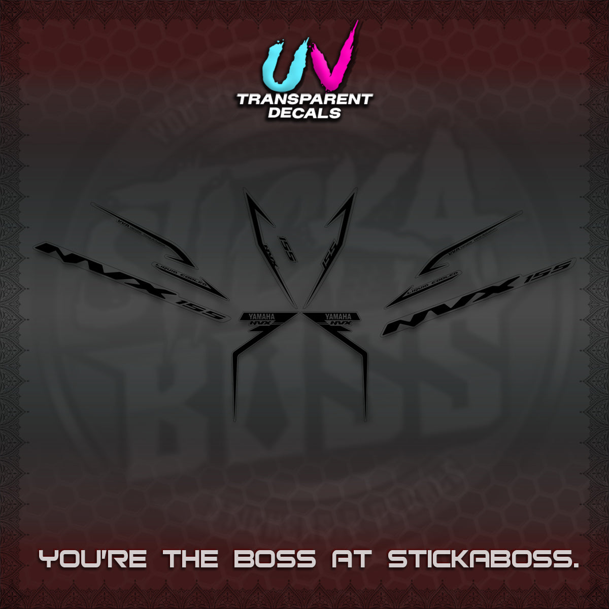 AEROX 155 V2 UV TRANSPARENT STRIPING DECALS (2022 NVX 1-TONE) STICKER KITS BY STICKABOSS