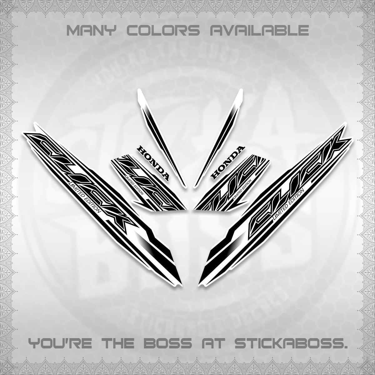 CLICK 125 V3 INDO FOR WHITE DECALS (2024 SV 13-A2 STYLE) STICKER KITS By STICKABOSS