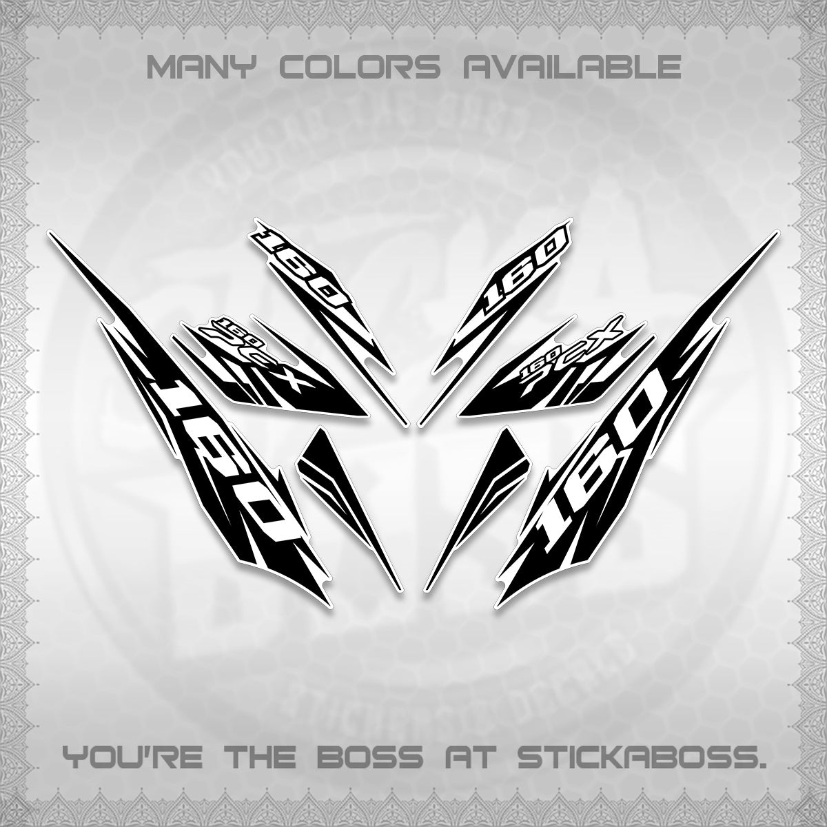 PCX 150 160 INDO FOR WHITE DECALS (2026 NEW 08 DESIGN) STICKER DECALS By STICKABOSS