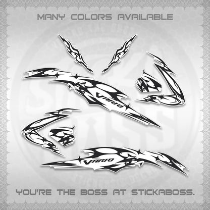 CLICK 125 V3 VARIO FOR WHITE DECALS (2026 TRIBAL LIGHTNING DESIGN) STICKER KITS BY STICKABOSS