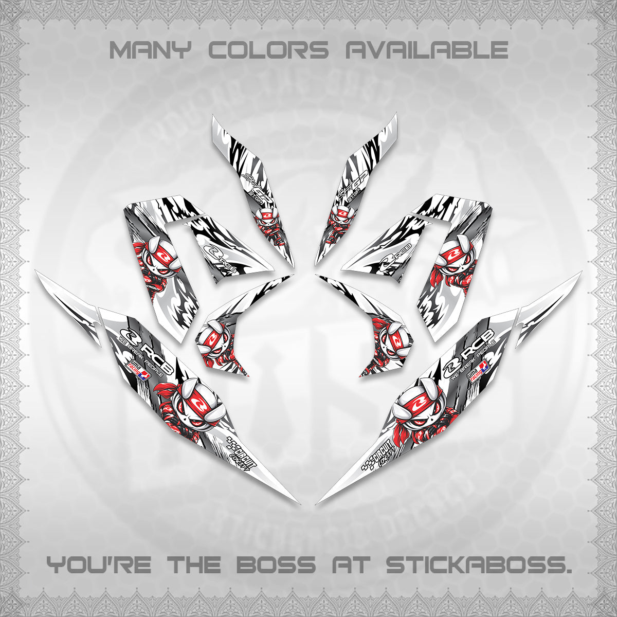 CLICK 125 V4 FOR WHITE DECALS (2026 NEW RCB 2.0 DESIGN) STICKER KITS BY STICKABOSS