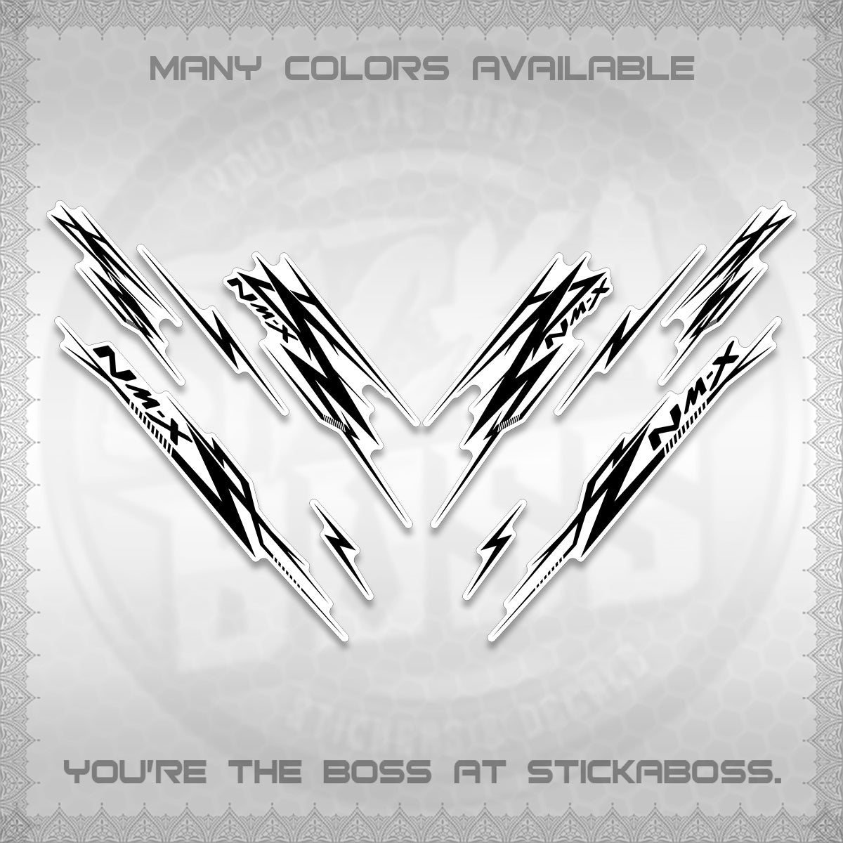 NMAX V2 FOR WHITE DECALS (2024 NM A8 STYLE) STICKER DECALS By STICKABOSS