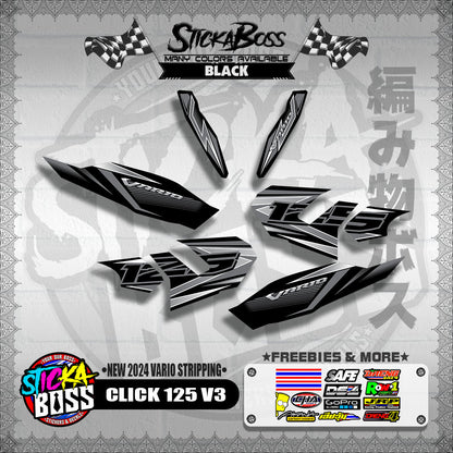 CLICK 125 V3 DECALS ( NEW 2024 VARIO STRIPPING )【WITH FREEBIES】