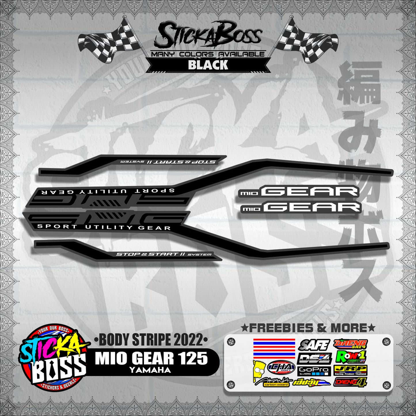 MIO GEAR 125 DECALS ( BODY STRIPE 2022 )【WITH FREEBIES】