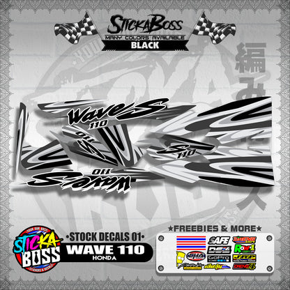 HONDA WAVE 110 ( STOCK DECALS 01 )【WITH FREEBIES】