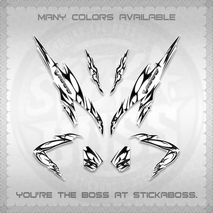 CLICK 125 V2 VARIO FOR WHITE DECALS (2026 TRIBAL LIGHTNING DESIGN) STICKER KITS BY STICKABOSS