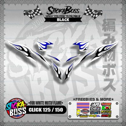 CLICK 125 / 150 V2 DECALS ( FOR WHITE MOTIF FLAME )【WITH FREEBIES】