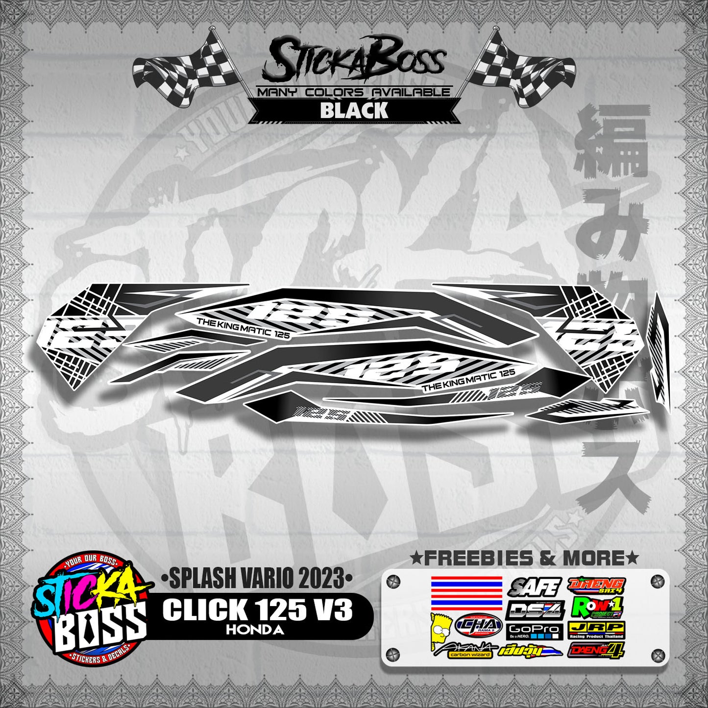 CLICK 125 V3 STOCK DECALS ( SPLASH VARIO 2023 )【WITH FREEBIES】